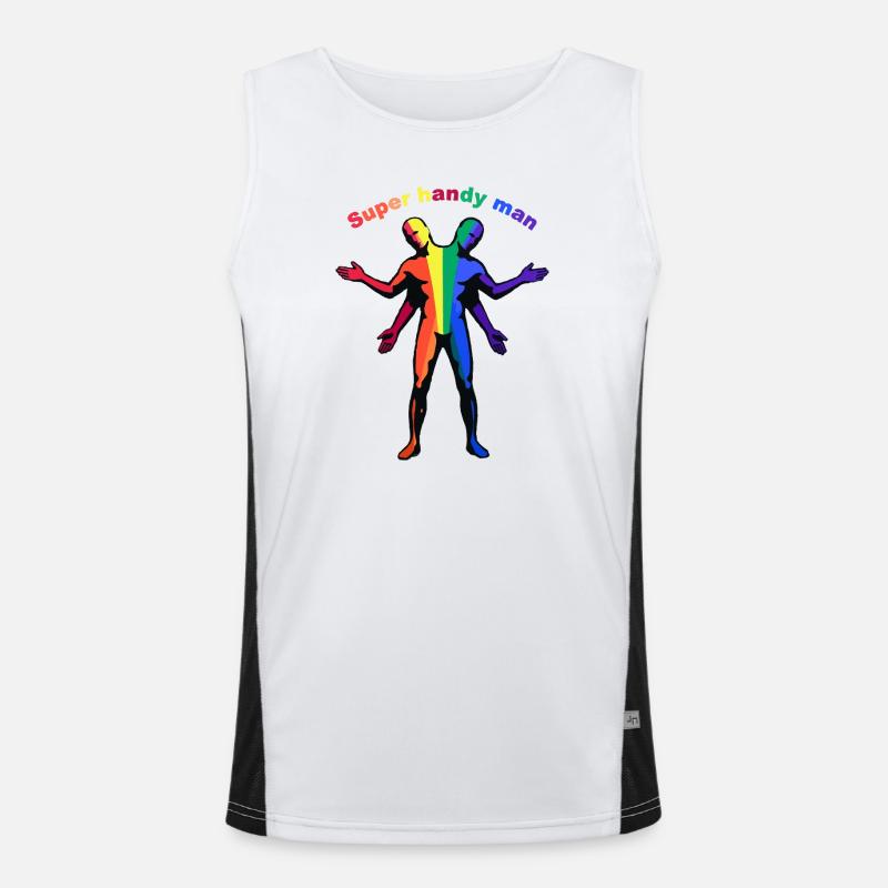 Super-Handwerker-Regenbogen Funktionelles Kontrast-Tank Top für Männer 