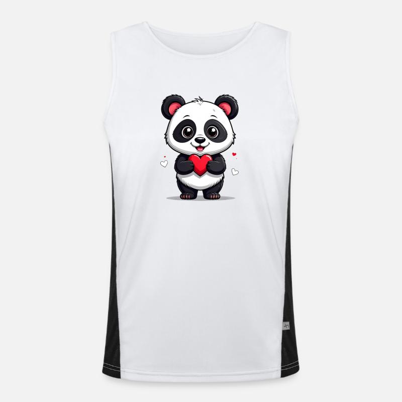 Panda mit Herz Funktionelles Kontrast-Tank Top für Männer 