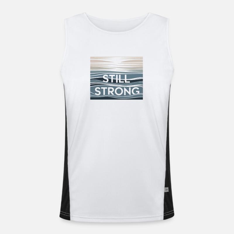 Still Strong Wave Pattern - Men's Functional Contrast Tank Top  - white/black