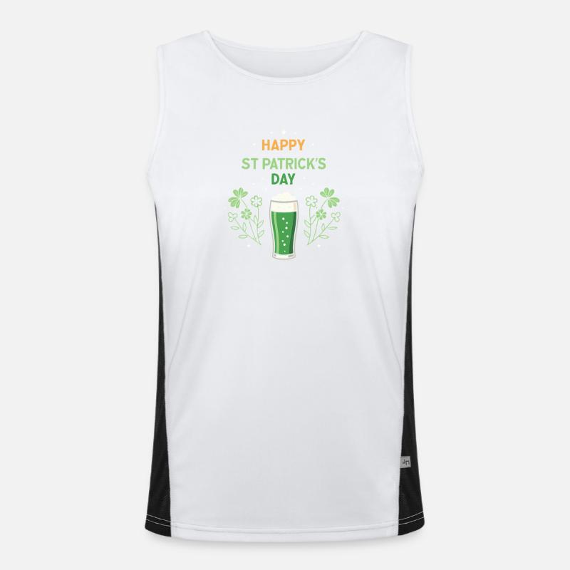 Verre vert et trèfles Saint Patrick Débardeur respirant contrasté Homme 