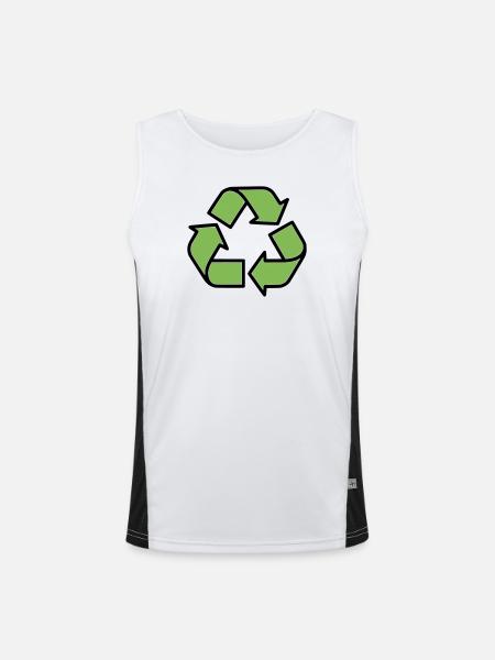  Recycling Zeichen Outline - Funktionelles Kontrast-Tank Top für Männer  - Weiß/Schwarz