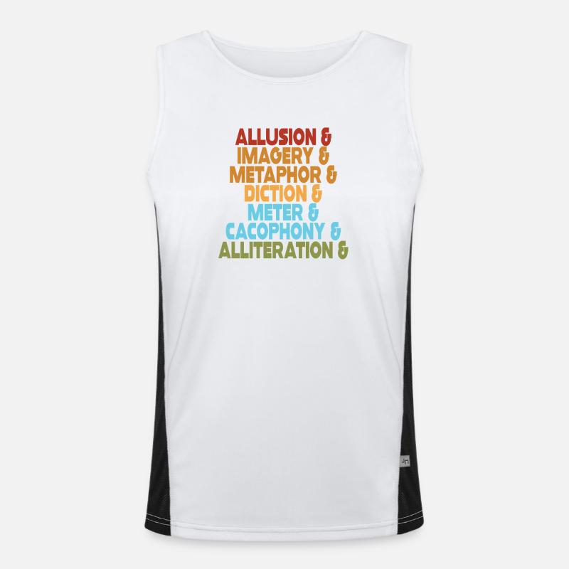 Literary Devices Typography Stack Men's Functional Contrast Tank Top 