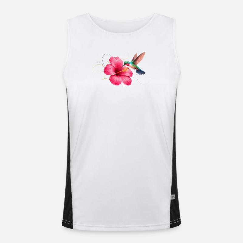 Colibri à la fleur d’hibiscus Débardeur respirant contrasté Homme 