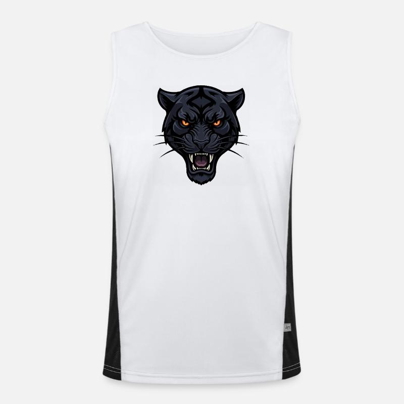 Night leopard head with fiery eyes Men's Functional Contrast Tank Top 