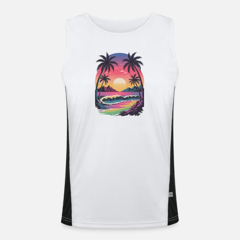 Plage Retro Tropicale Sunset Surfer Débardeur respirant contrasté Homme 