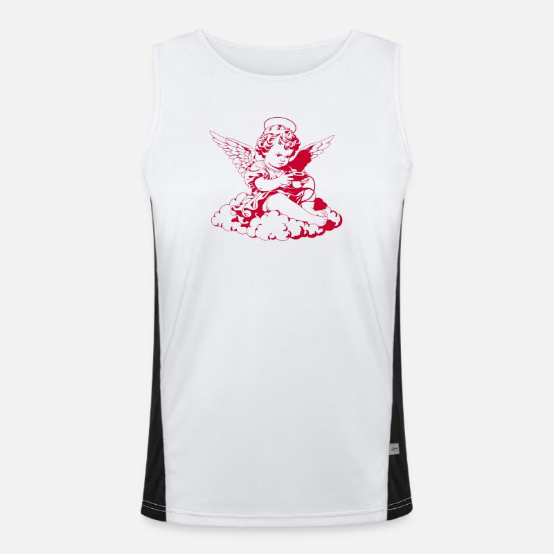 Gaming Engel – Cherub mit Controller Funktionelles Kontrast-Tank Top für Männer 