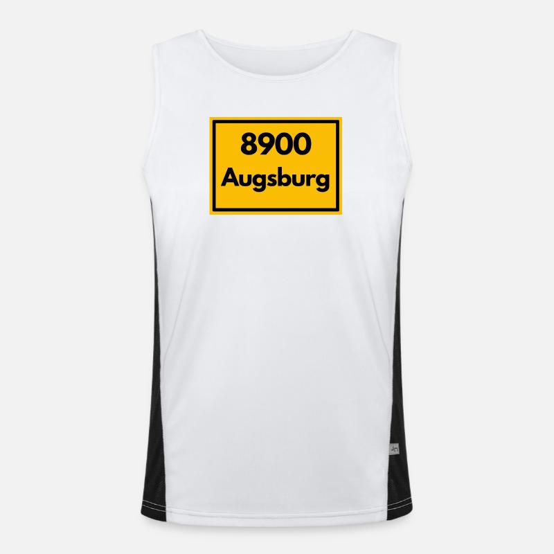 OLD POSTCODE POSTCODE RETRO 8900 AUGSBURG - Men's Functional Contrast Tank Top  - white/black
