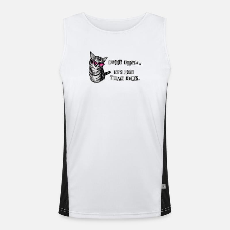 Cool Down – It's Not That Deep Cat Meme Men's Functional Contrast Tank Top 