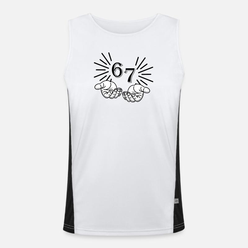 67 Meme Hände, Virales Statement Design Funktionelles Kontrast-Tank Top für Männer 