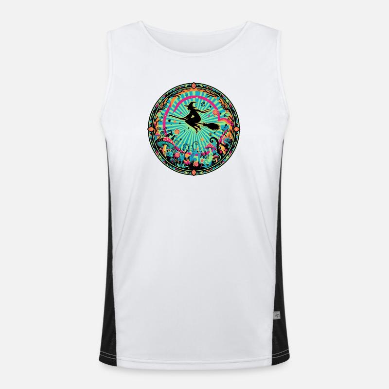 Wild Forest Magic Witches' Flight Psychedelic Motif Men's Functional Contrast Tank Top 