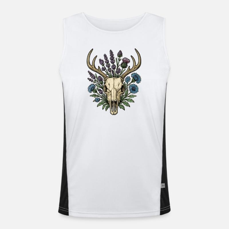 Os de cerf avec couronne de fleurs Débardeur respirant contrasté Homme 