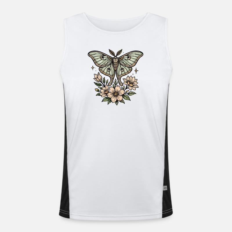 Moth with flower bouquet - Men's Functional Contrast Tank Top  - white/black