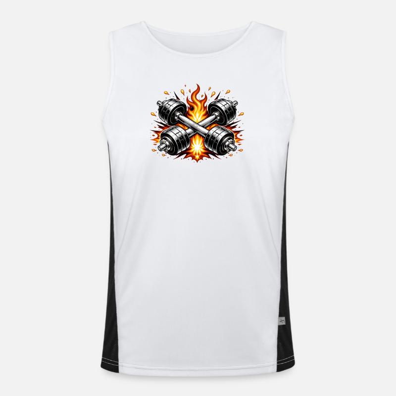 Flaming dumbbells Men's Functional Contrast Tank Top 
