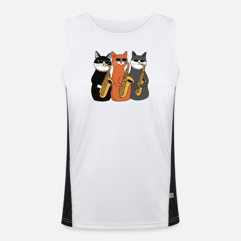 Cat Saxophone Trio Men's Functional Contrast Tank Top 