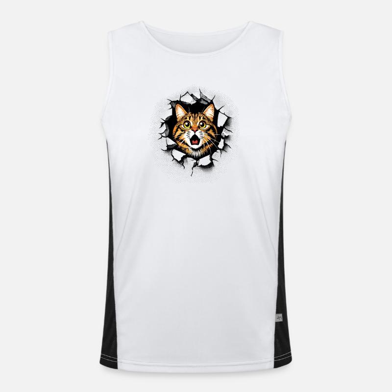 Fissures dans le mur de la tête de chat : percée Débardeur respirant contrasté Homme 