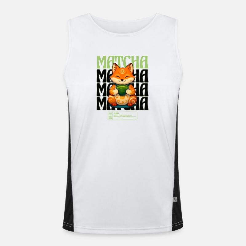 Matcha Fuchs Zen Tee Genuss Funktionelles Kontrast-Tank Top für Männer 