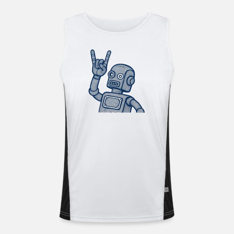Retro Robot Horns Line Art Funktionelles Kontrast-Tank Top für Männer 