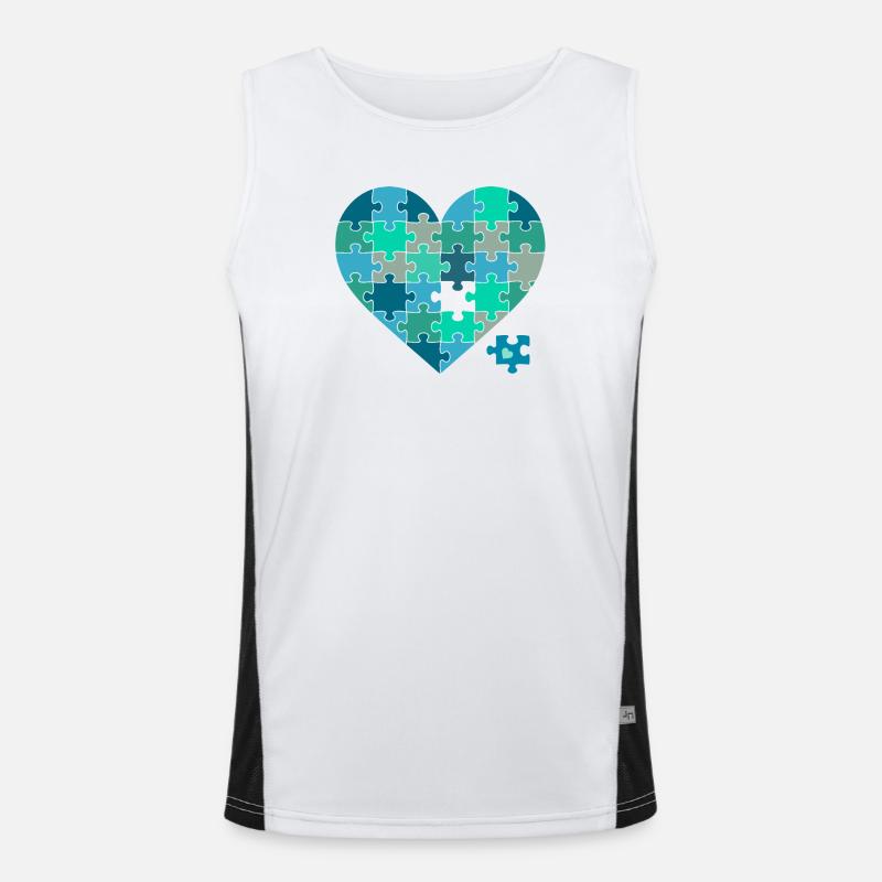 Puzzleherz Blaugrün Funktionelles Kontrast-Tank Top für Männer 