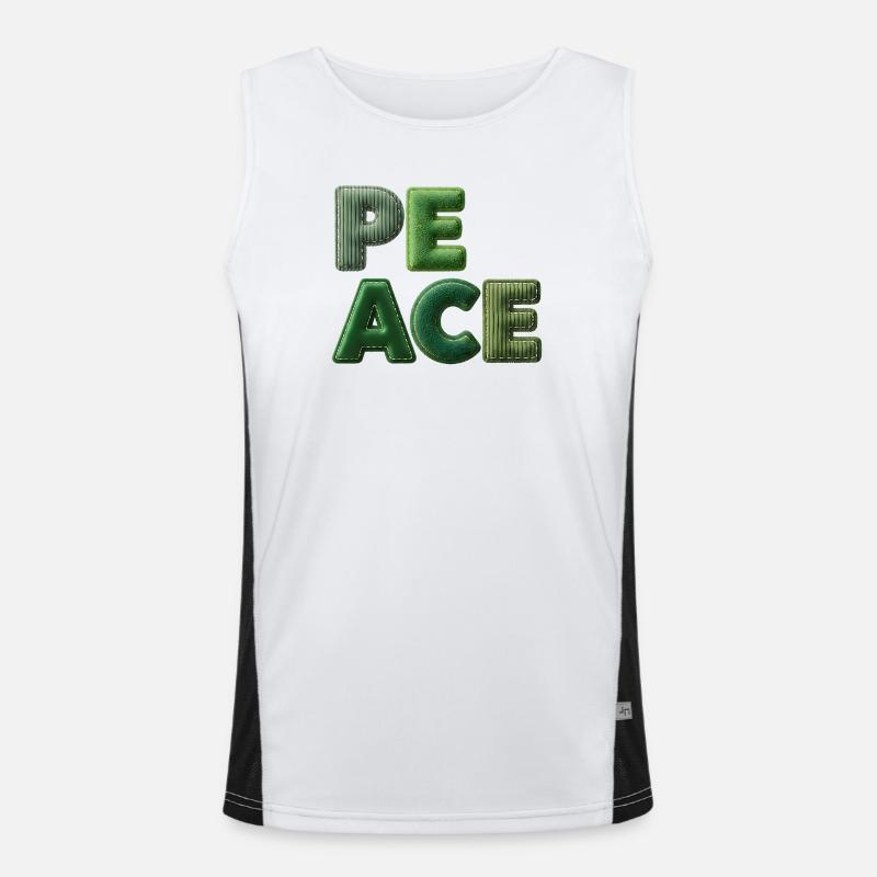Peace Patchwork Green Nature Lettering Men's Functional Contrast Tank Top 