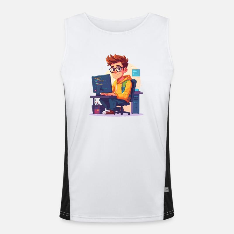 Programmierer oder Nerd - Funktionelles Kontrast-Tank Top für Männer  - Weiß/Schwarz