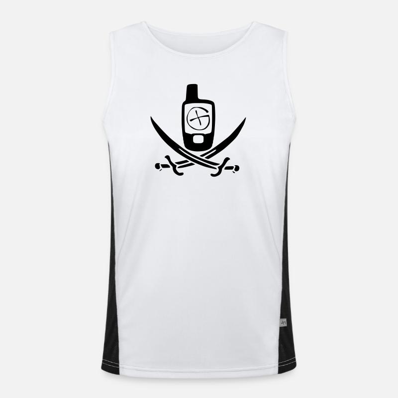 Geocaching Pirate Flag Men's Functional Contrast Tank Top 