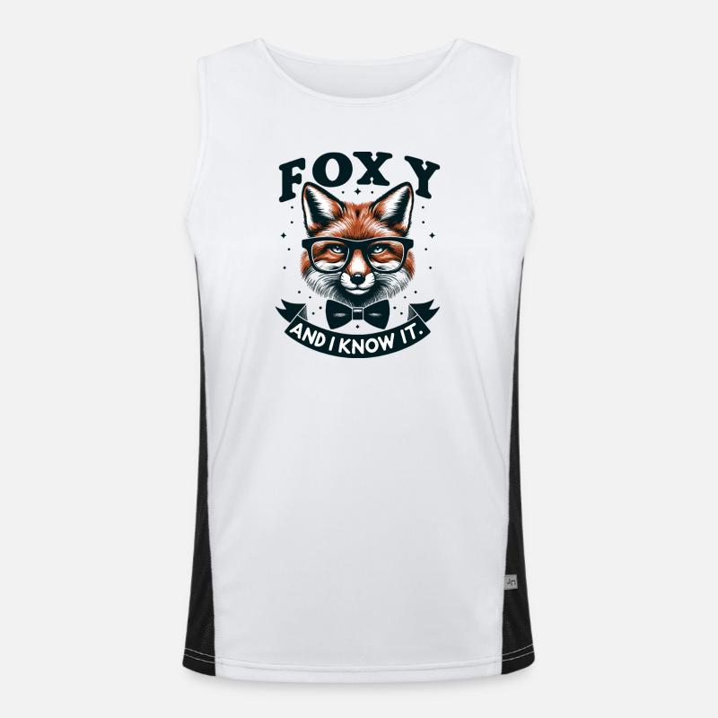 Foxy Nerd Brille Fliege Funktionelles Kontrast-Tank Top für Männer 