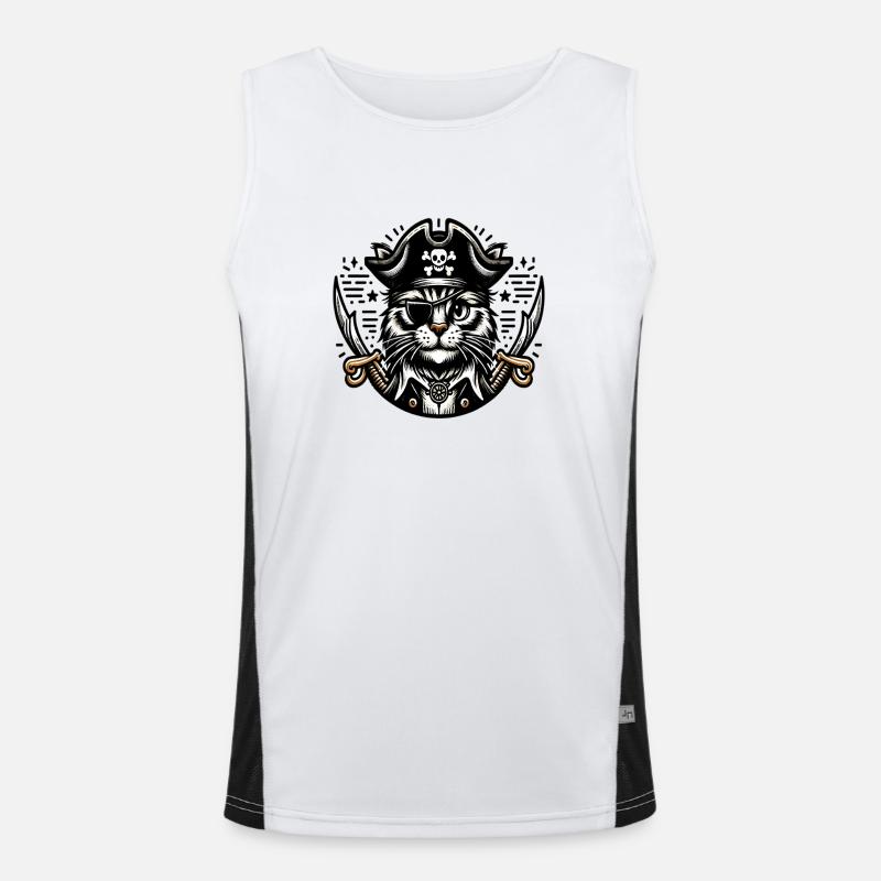 Cat Pirate: Pirate Cat with Eye Patch Men's Functional Contrast Tank Top 