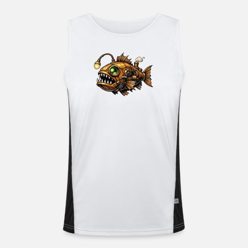 Steampunk Deep Sea Piranha Men's Functional Contrast Tank Top 