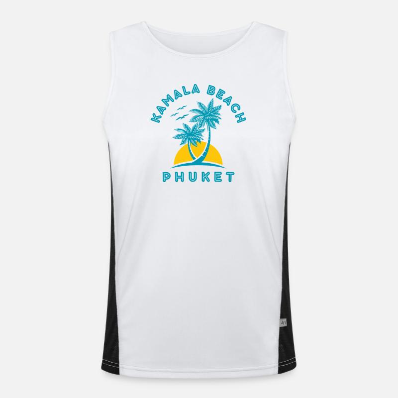 Kamala Beach Phuket Sonnenuntergangspalme Funktionelles Kontrast-Tank Top für Männer 