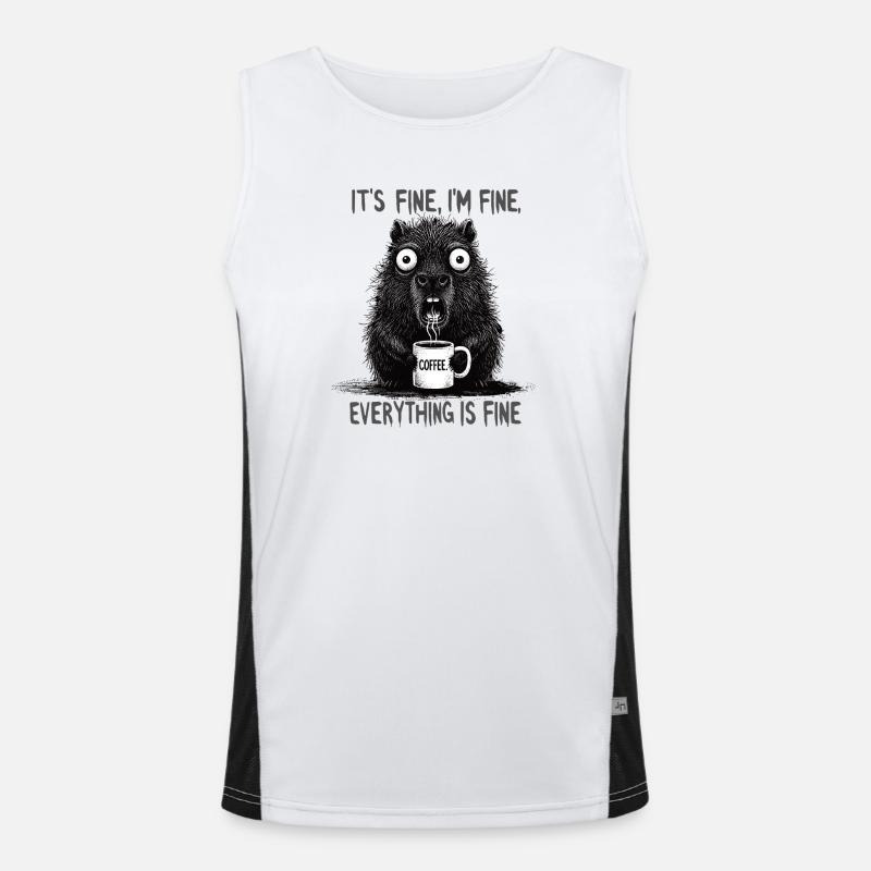 Its Fine Im Fine Coffee Capybara Humor Men's Functional Contrast Tank Top 