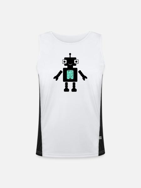 Robot Comic - Débardeur respirant contrasté Homme - blanc/noir