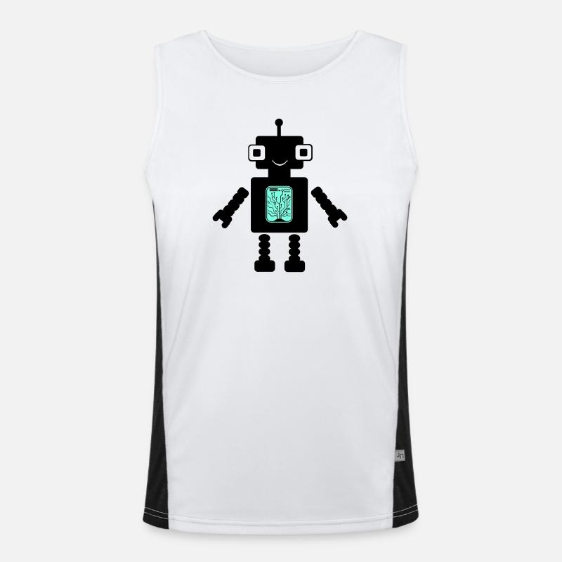 Robot Comic - Men's Functional Contrast Tank Top  - white/black