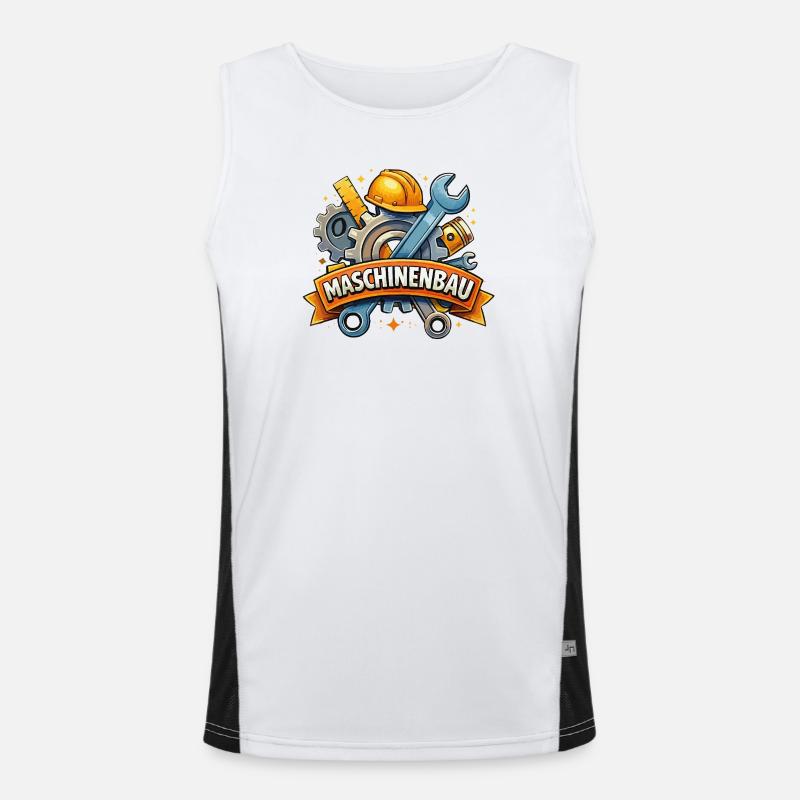 Mechanical engineering: gears and tools - Men's Functional Contrast Tank Top  - white/black