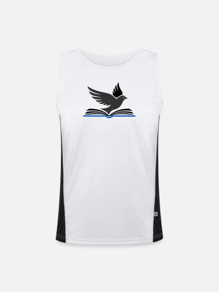 Bird flies out of book - Men's Functional Contrast Tank Top  - white/black
