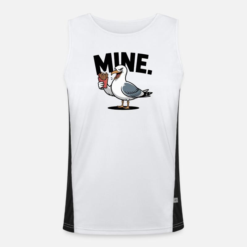 Grumpy Seagull mit Pommes Funktionelles Kontrast-Tank Top für Männer 