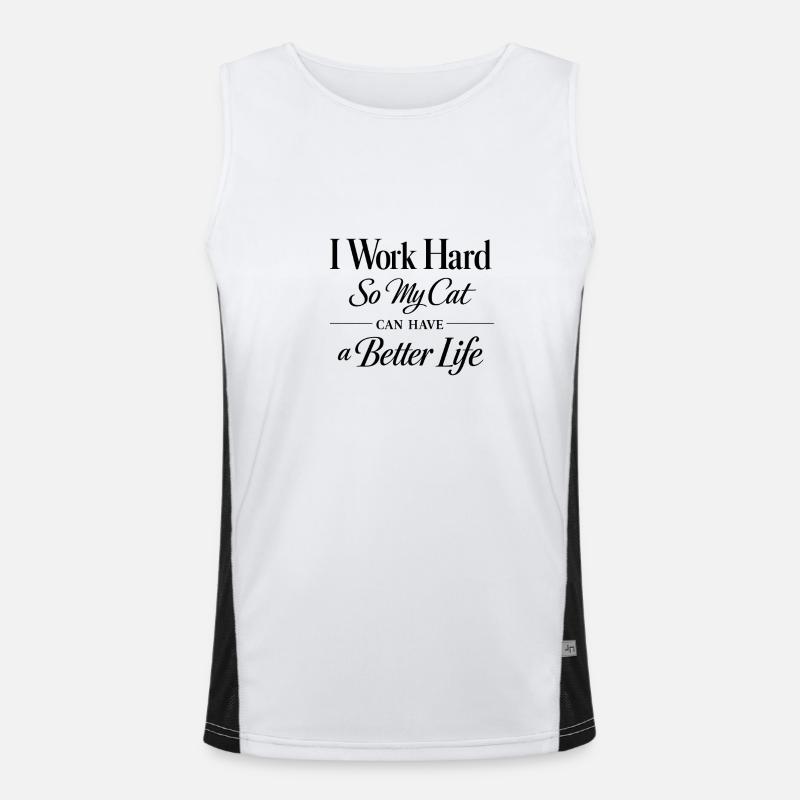 Ich arbeite hart damit meine Katze Luxusleben hat Funktionelles Kontrast-Tank Top für Männer 