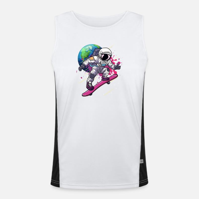 Astronaut Skateboard Earth Men's Functional Contrast Tank Top 
