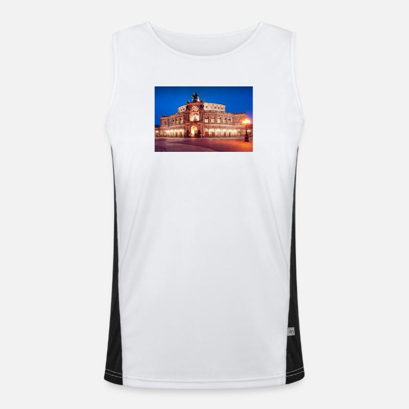 Dresdner Semperoper im Abendlicht Funktionelles Kontrast-Tank Top für Männer 