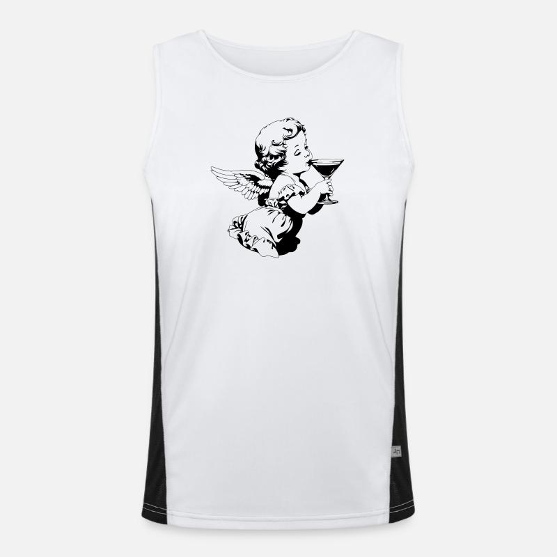 Cocktail Engel – Cherub mit Martini Glas Funktionelles Kontrast-Tank Top für Männer 