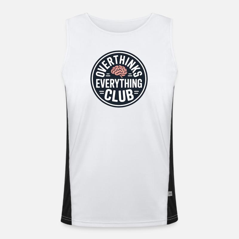 Overthinking lustiger Spruch Funktionelles Kontrast-Tank Top für Männer 
