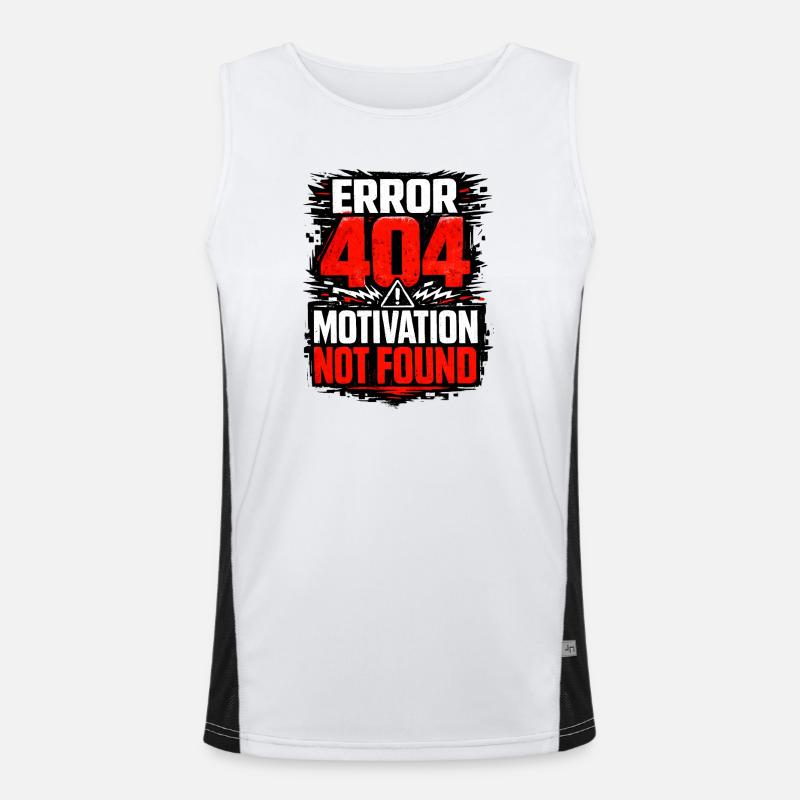 404 Motivation Not Found Grafik Funktionelles Kontrast-Tank Top für Männer 