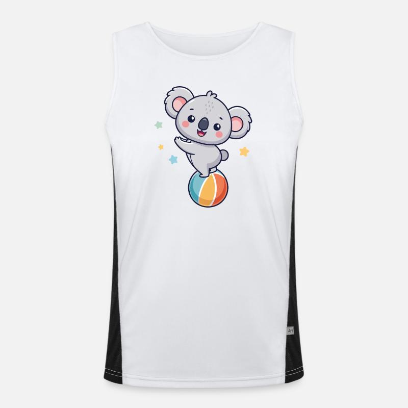 Koala-Jongleur auf bunter Ballon Funktionelles Kontrast-Tank Top für Männer 