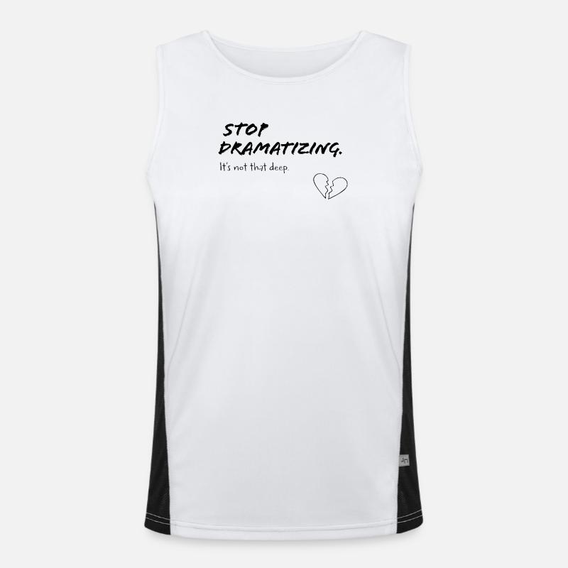 Stop Dramatising – It's Not That Deep - Men's Functional Contrast Tank Top  - white/black