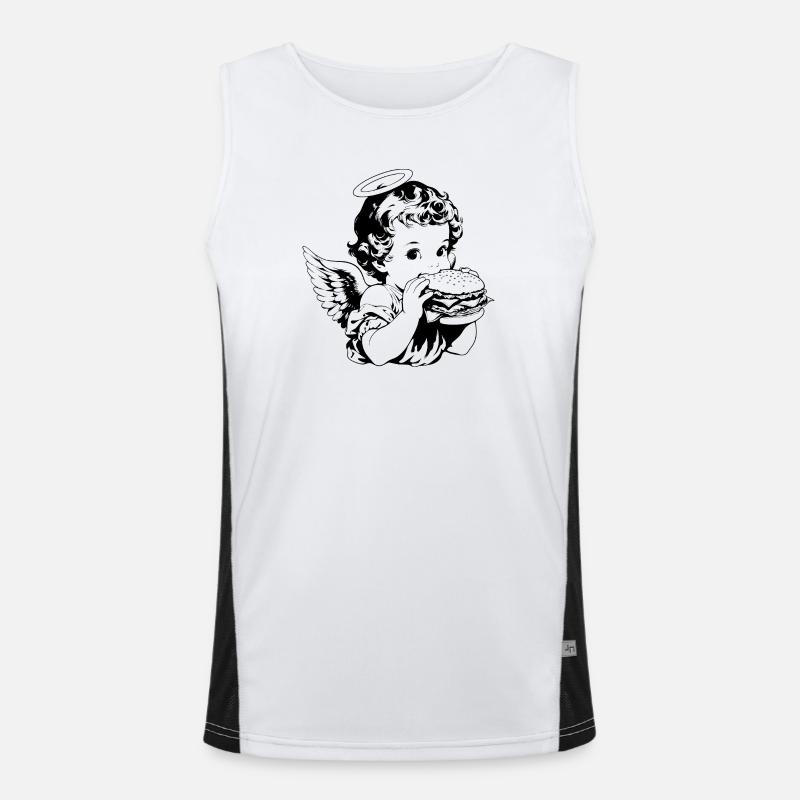 Burger Engel – Cherub eats hamburger vintage Men's Functional Contrast Tank Top 