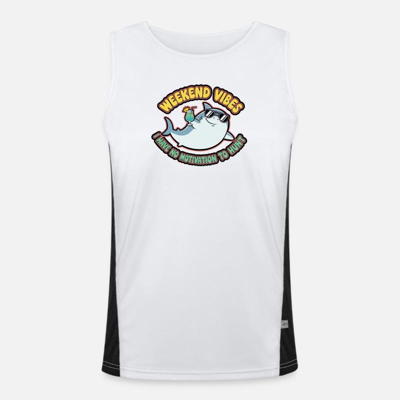Weekend Vibes Shark Cocktail Tee - Funktionel kontrast tanktop til herrer  - hvid/sort