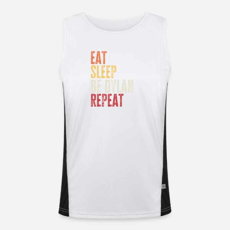 Eat Sleep Be Dylan Repeat Retro Name Men's Functional Contrast Tank Top 