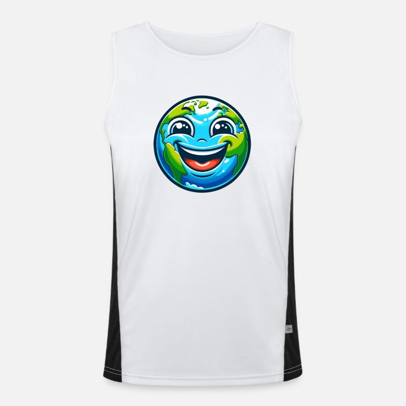 Fröhliche Erde Cartoon Funktionelles Kontrast-Tank Top für Männer 