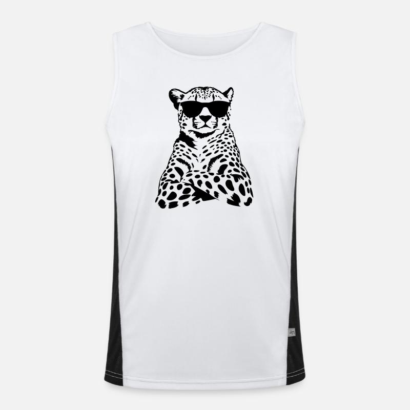 Leopard Chef Sunglasses Black & White Motif - Men's Functional Contrast Tank Top  - white/black