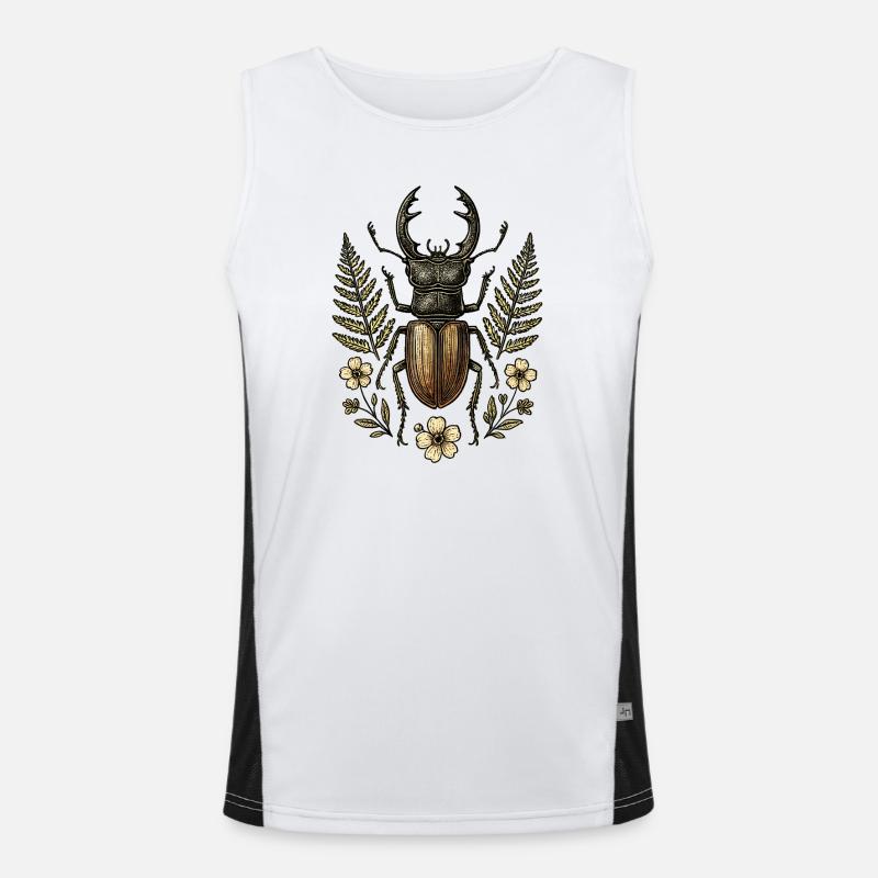 Bronze Insect in Leaf Wreath Men's Functional Contrast Tank Top 