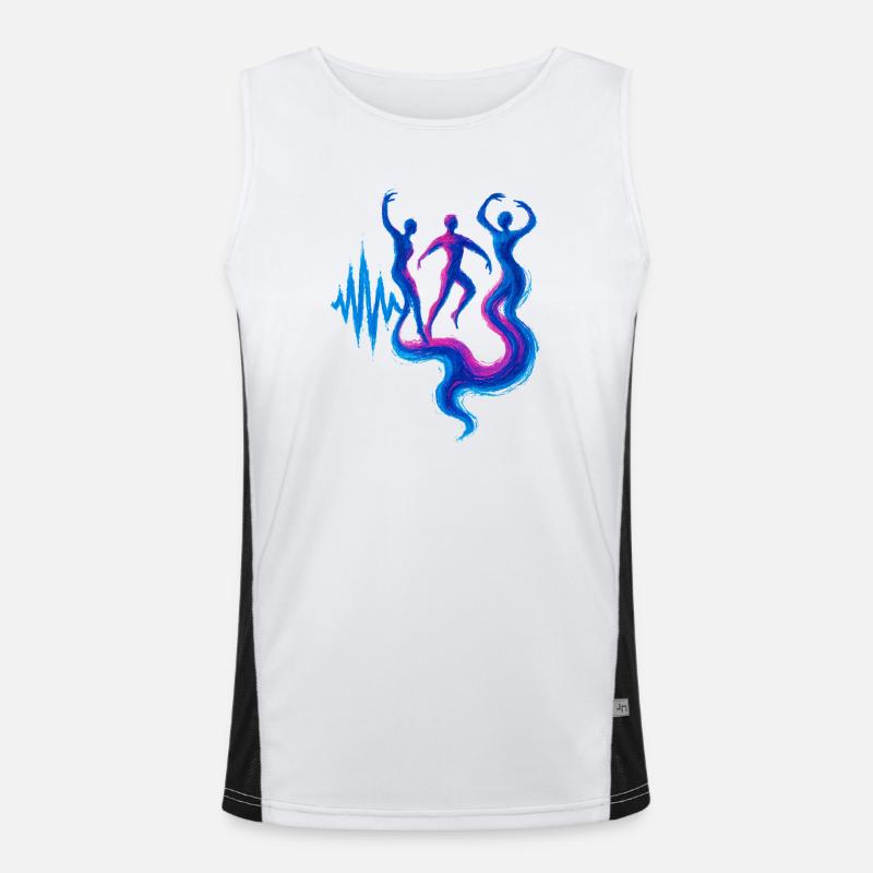 Soundwave Energy Flow Dance Design - Funktionel kontrast tanktop til herrer  - hvid/sort